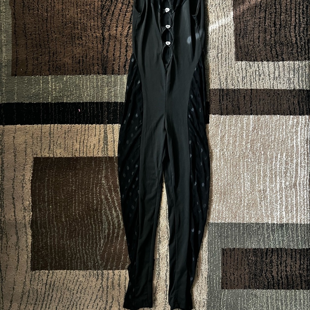 SHEIN Black Button-Front Jumpsuit